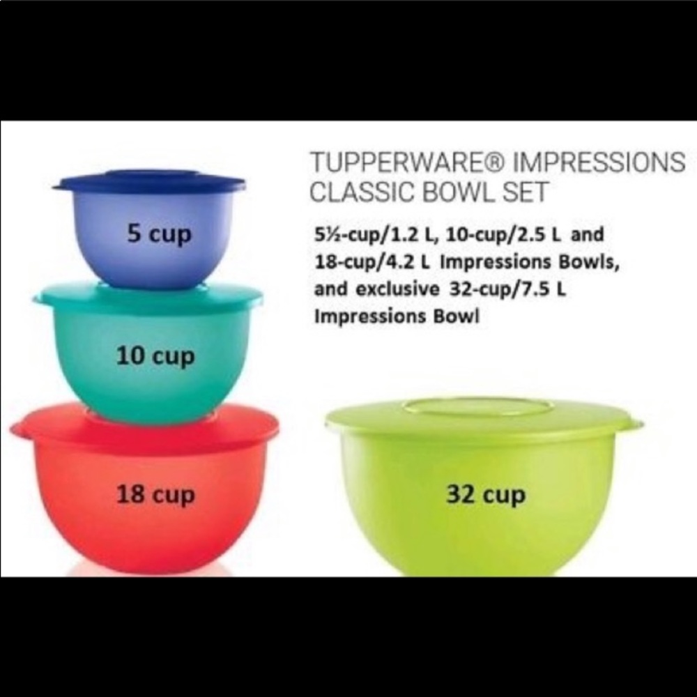 Tupperware Impressions 4 piece bowl set